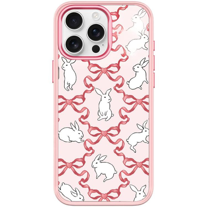 Funda magnética para teléfono con diseño de conejo blanco y nudo de mariposa, For iPhone 17 Pro Max, For iPhone 17 Pro, For iPhone 17, For iPhone Air, For iPhone 16 Pro Max, For iPhone 16 Pro, For iPhone 15 Pro Max, For iPhone 15 Pro