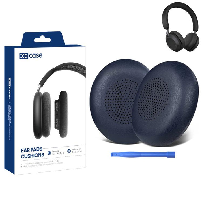 XDcase 1 par de almohadillas de cuero proteico para auriculares, pieza de repuesto con herramienta de palanca, For Jabra Elite 45h / Evolve2 65