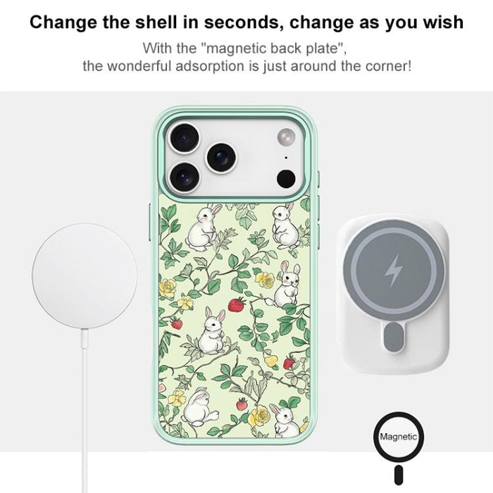 Funda magnética para teléfono con estampado de conejo y ramas, For iPhone 17 Pro Max, For iPhone 17 Pro, For iPhone 17, For iPhone Air, For iPhone 16 Pro Max, For iPhone 16 Pro, For iPhone 15 Pro Max, For iPhone 15 Pro