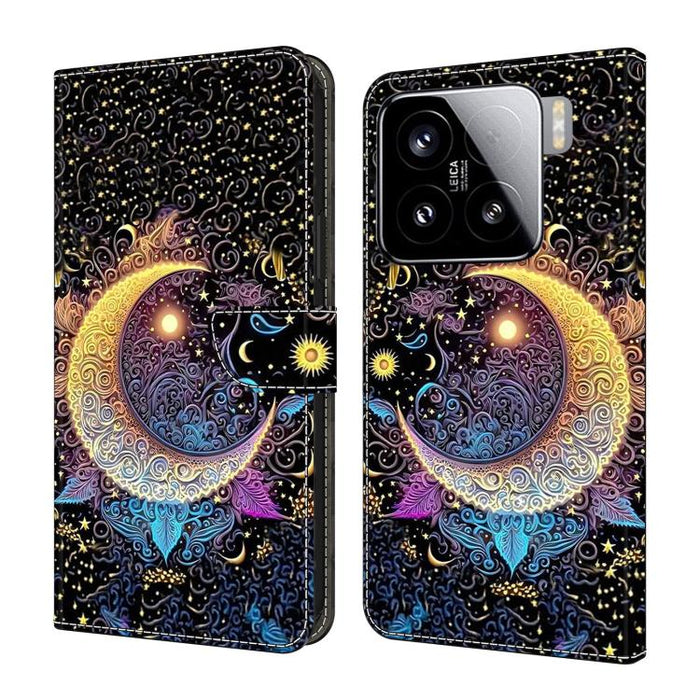 Funda para teléfono de cuero vegano pintado con efecto cristal, For Xiaomi 15