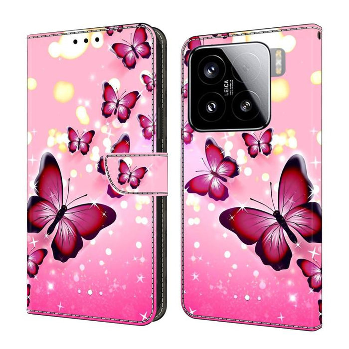 Funda para teléfono de cuero vegano pintado con efecto cristal, For Xiaomi 15