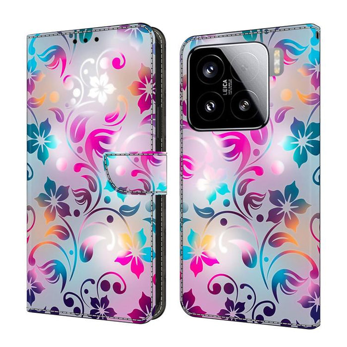 Funda para teléfono de cuero vegano pintado con efecto cristal, For Xiaomi 15