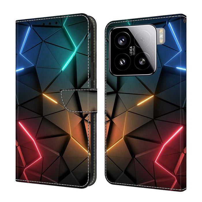 Funda para teléfono de cuero vegano pintado con efecto cristal, For Xiaomi 15