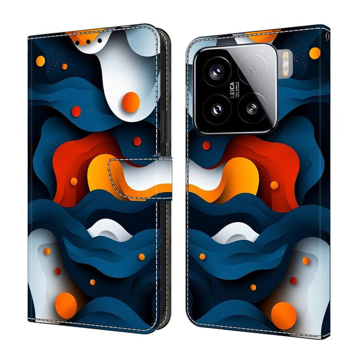 Funda para teléfono de cuero vegano pintado con efecto cristal, For Xiaomi 15
