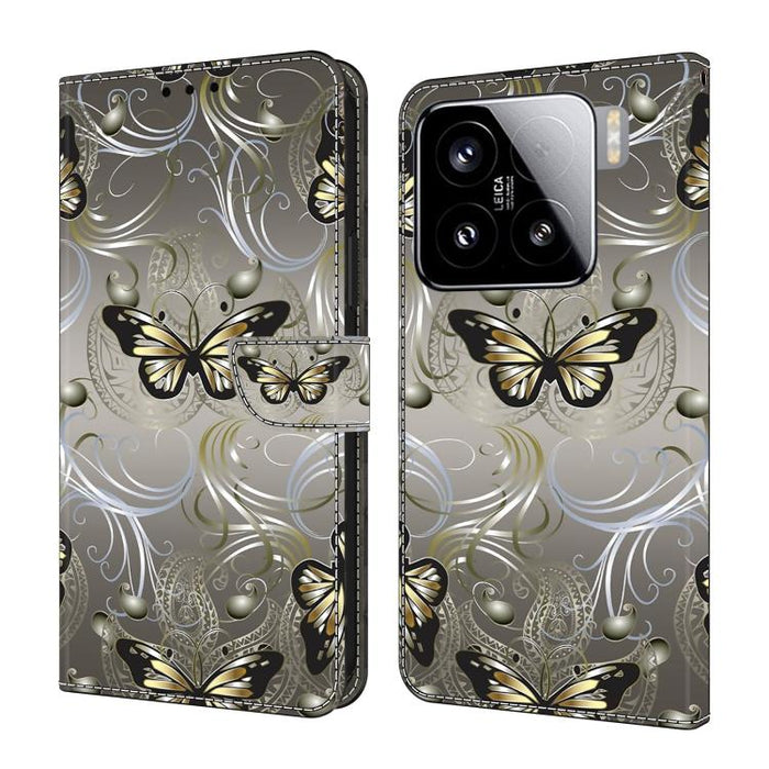 Funda para teléfono de cuero vegano pintado con efecto cristal, For Xiaomi 15
