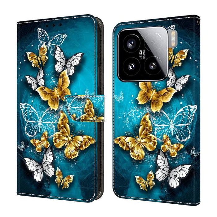 Funda para teléfono de cuero vegano pintado con efecto cristal, For Xiaomi 15