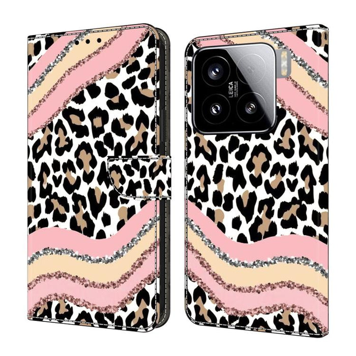 Funda para teléfono de cuero vegano pintado con efecto cristal, For Xiaomi 15