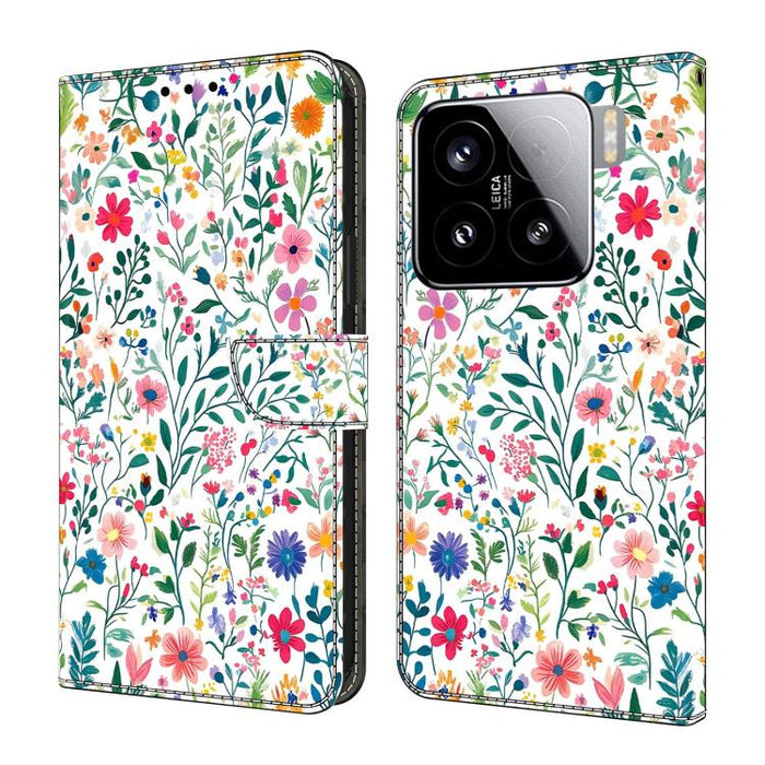 Funda para teléfono de cuero vegano pintado con efecto cristal, For Xiaomi 15