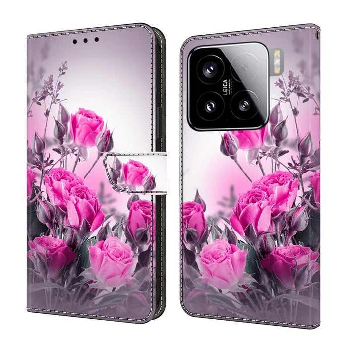 Funda para teléfono de cuero vegano pintado con efecto cristal, For Xiaomi 15
