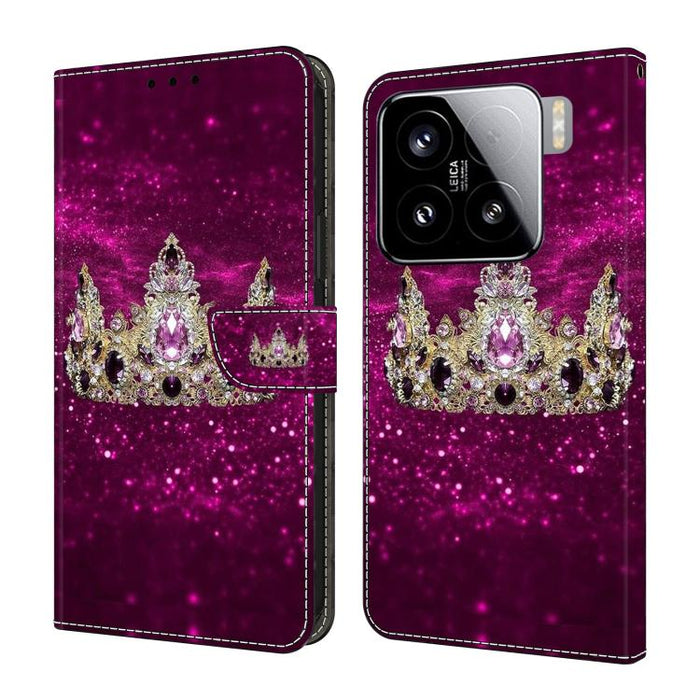 Funda para teléfono de cuero vegano pintado con efecto cristal, For Xiaomi 15