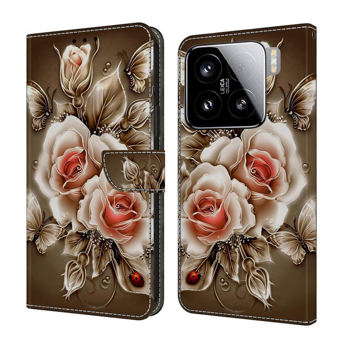 Funda para teléfono de cuero vegano pintado con efecto cristal, For Xiaomi 15