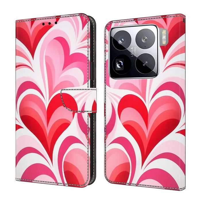 Funda para teléfono de cuero vegano pintado con efecto cristal, For Xiaomi 17 Ultra, For Xiaomi 15T Pro, For Xiaomi 15T, For Xiaomi 15 Pro