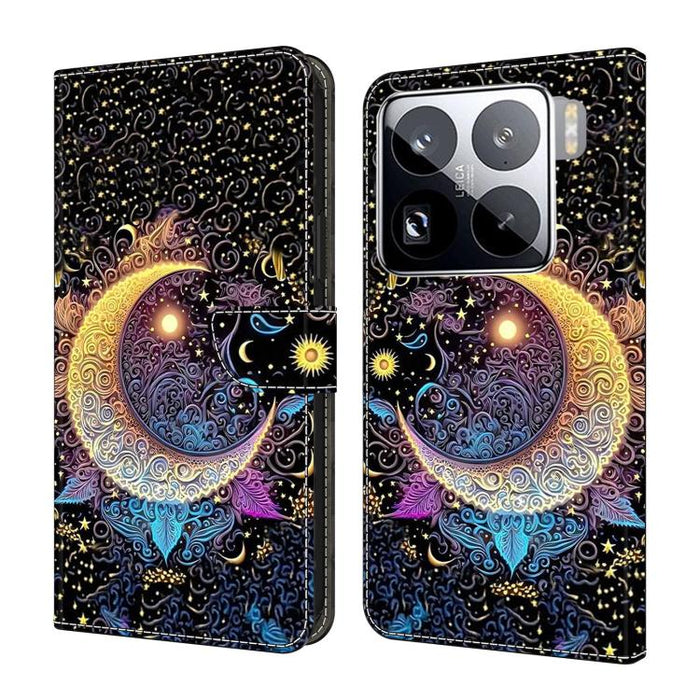 Funda para teléfono de cuero vegano pintado con efecto cristal, For Xiaomi 17 Ultra, For Xiaomi 15T Pro, For Xiaomi 15T, For Xiaomi 15 Pro