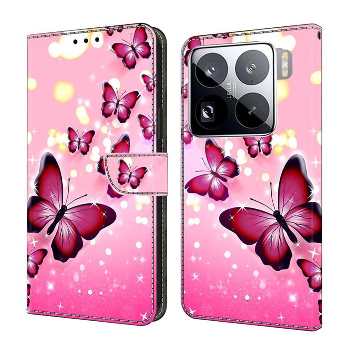 Funda para teléfono de cuero vegano pintado con efecto cristal, For Xiaomi 15T, For Xiaomi 15 Pro, For Xiaomi 15