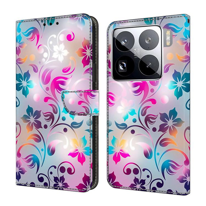 Funda para teléfono de cuero vegano pintado con efecto cristal, For Xiaomi 17 Ultra, For Xiaomi 15T Pro, For Xiaomi 15T, For Xiaomi 15 Pro