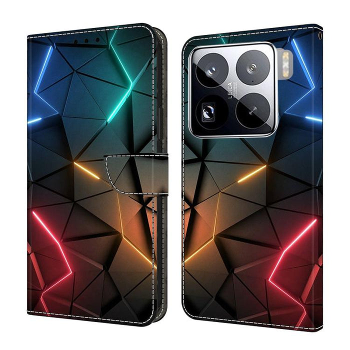 Funda para teléfono de cuero vegano pintado con efecto cristal, For Xiaomi 15T, For Xiaomi 15 Pro, For Xiaomi 15