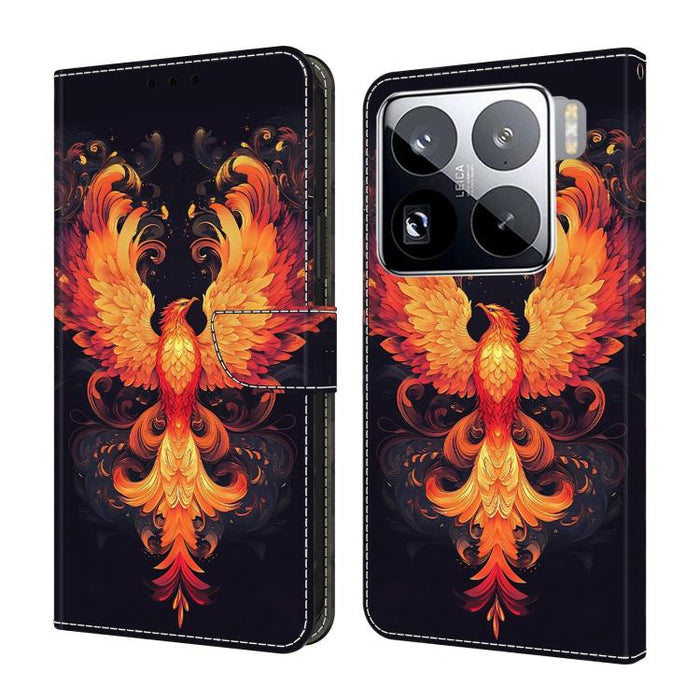 Funda para teléfono de cuero vegano pintado con efecto cristal, For Xiaomi 15T, For Xiaomi 15 Pro, For Xiaomi 15