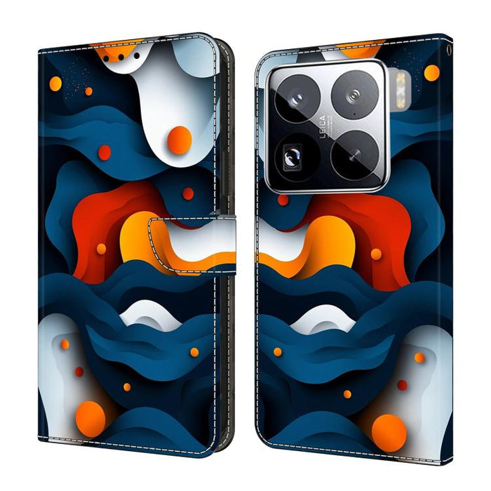Funda para teléfono de cuero vegano pintado con efecto cristal, For Xiaomi 17 Ultra, For Xiaomi 15T Pro, For Xiaomi 15T, For Xiaomi 15 Pro