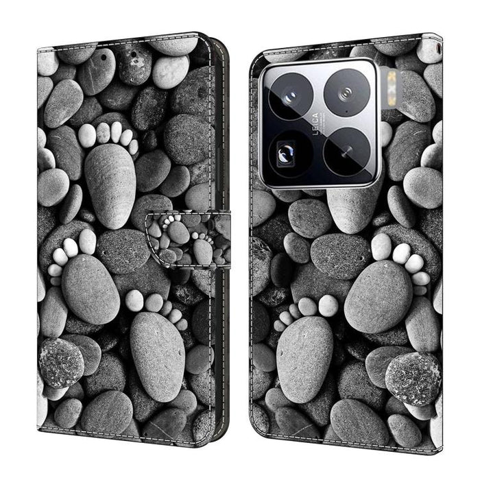 Funda para teléfono de cuero vegano pintado con efecto cristal, For Xiaomi 15T, For Xiaomi 15 Pro, For Xiaomi 15