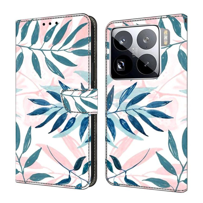 Funda para teléfono de cuero vegano pintado con efecto cristal, For Xiaomi 17 Ultra, For Xiaomi 15T Pro, For Xiaomi 15T, For Xiaomi 15 Pro