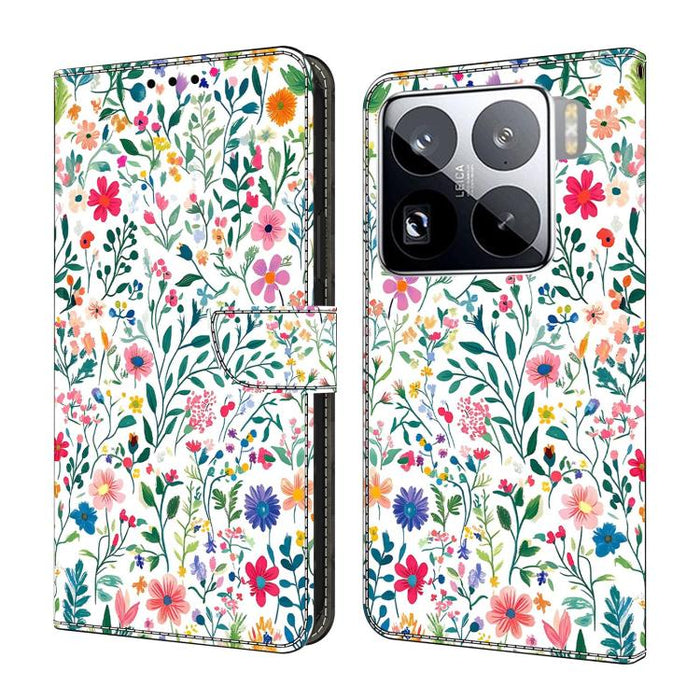 Funda para teléfono de cuero vegano pintado con efecto cristal, For Xiaomi 17 Ultra, For Xiaomi 15T Pro, For Xiaomi 15T, For Xiaomi 15 Pro