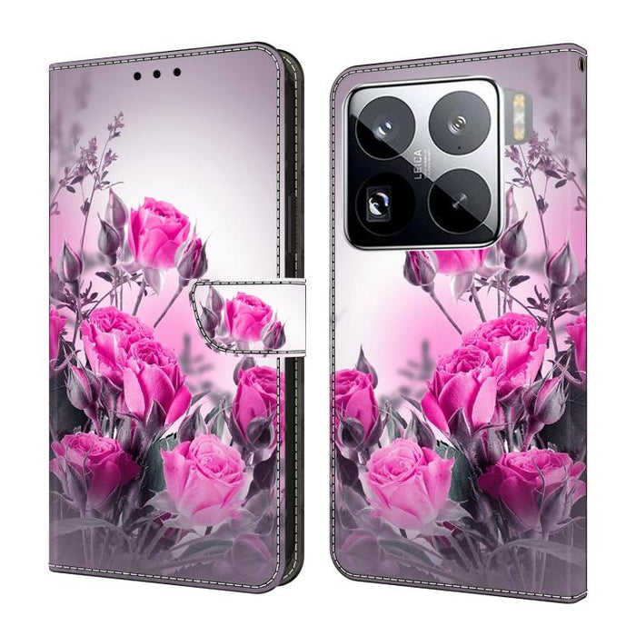 Funda para teléfono de cuero vegano pintado con efecto cristal, For Xiaomi 17 Ultra, For Xiaomi 15T Pro, For Xiaomi 15T, For Xiaomi 15 Pro