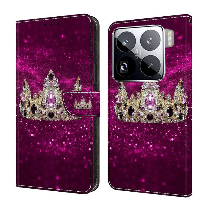 Funda para teléfono de cuero vegano pintado con efecto cristal, For Xiaomi 17 Ultra, For Xiaomi 15T Pro, For Xiaomi 15T, For Xiaomi 15 Pro