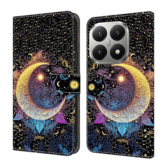 Funda para teléfono de cuero vegano pintado con efecto cristal, For Xiaomi 15T, For Xiaomi 15 Pro, For Xiaomi 15