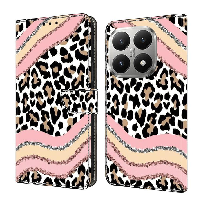 Funda para teléfono de cuero vegano pintado con efecto cristal, For Xiaomi 17 Ultra, For Xiaomi 15T Pro, For Xiaomi 15T, For Xiaomi 15 Pro