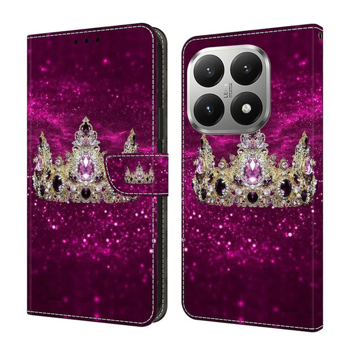 Funda para teléfono de cuero vegano pintado con efecto cristal, For Xiaomi 15T, For Xiaomi 15 Pro, For Xiaomi 15