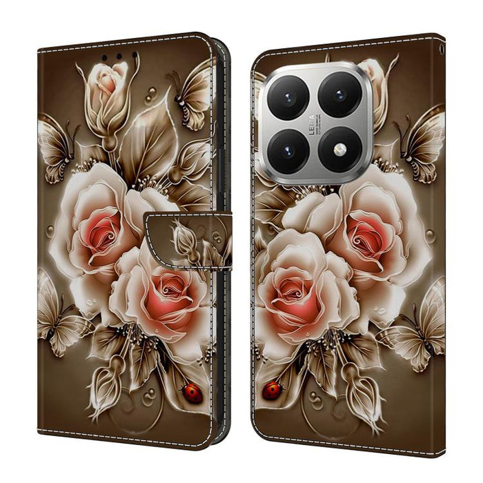 Funda para teléfono de cuero vegano pintado con efecto cristal, For Xiaomi 17 Ultra, For Xiaomi 15T Pro, For Xiaomi 15T, For Xiaomi 15 Pro