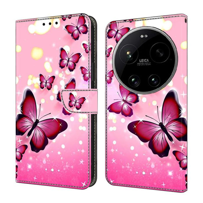 Funda para teléfono de cuero vegano pintado con efecto cristal, For Xiaomi 17 Ultra, For Xiaomi 15T Pro, For Xiaomi 15T, For Xiaomi 15 Pro