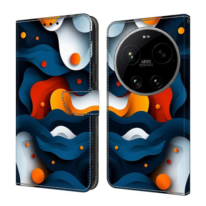 Funda para teléfono de cuero vegano pintado con efecto cristal, For Xiaomi 17 Ultra, For Xiaomi 15T Pro, For Xiaomi 15T, For Xiaomi 15 Pro