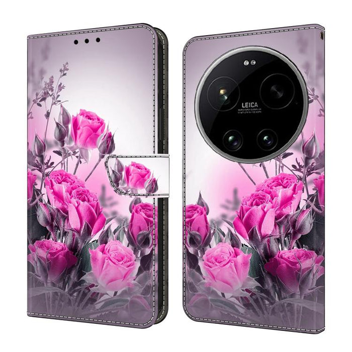 Funda para teléfono de cuero vegano pintado con efecto cristal, For Xiaomi 17 Ultra, For Xiaomi 15T Pro, For Xiaomi 15T, For Xiaomi 15 Pro