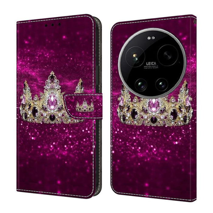 Funda para teléfono de cuero vegano pintado con efecto cristal, For Xiaomi 17 Ultra, For Xiaomi 15T Pro, For Xiaomi 15T, For Xiaomi 15 Pro