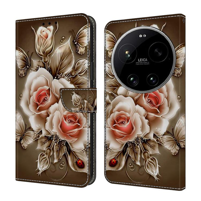 Funda para teléfono de cuero vegano pintado con efecto cristal, For Xiaomi 17 Ultra, For Xiaomi 15T Pro, For Xiaomi 15T, For Xiaomi 15 Pro