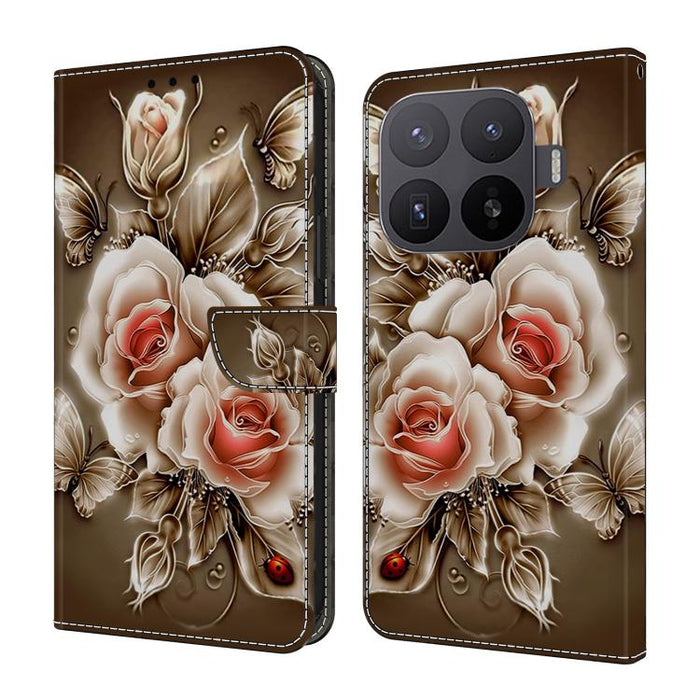 Funda para teléfono de cuero vegano pintado con efecto cristal, For Xiaomi 17 Ultra, For Xiaomi 15T Pro, For Xiaomi 15T, For Xiaomi 15 Pro