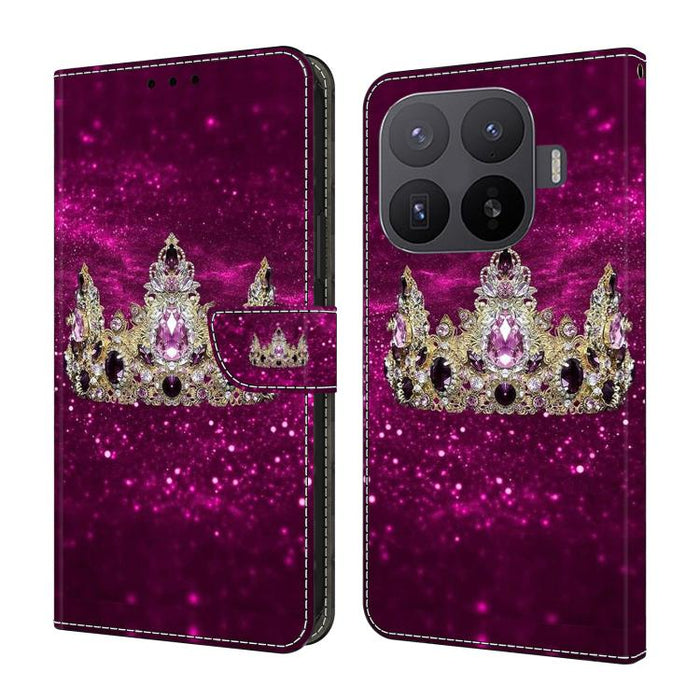 Funda para teléfono de cuero vegano pintado con efecto cristal, For Xiaomi 17 Ultra, For Xiaomi 15T Pro, For Xiaomi 15T, For Xiaomi 15 Pro