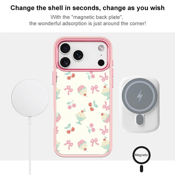 Funda magnética para teléfono con diseño de pastel de cerezas, For iPhone 17 Pro Max, For iPhone 17 Pro, For iPhone 17, For iPhone Air, For iPhone 16 Pro Max, For iPhone 16 Pro, For iPhone 15 Pro Max, For iPhone 15 Pro