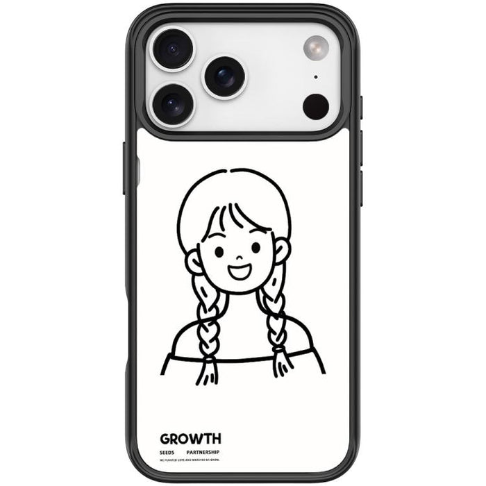 Funda magnética para teléfono con estampado de chica con doble trenza estilo boceto, For iPhone 17 Pro Max, For iPhone 17 Pro, For iPhone 17, For iPhone Air, For iPhone 16 Pro Max, For iPhone 16 Pro, For iPhone 15 Pro Max, For iPhone 15 Pro