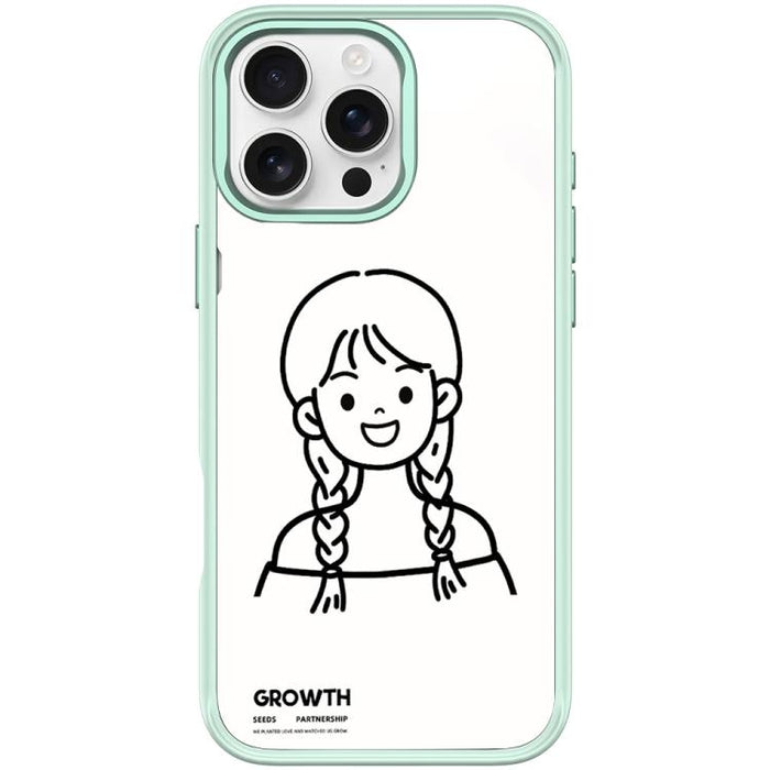Funda magnética para teléfono con estampado de chica con doble trenza estilo boceto, For iPhone 17 Pro Max, For iPhone 17 Pro, For iPhone 17, For iPhone Air, For iPhone 16 Pro Max, For iPhone 16 Pro, For iPhone 15 Pro Max, For iPhone 15 Pro
