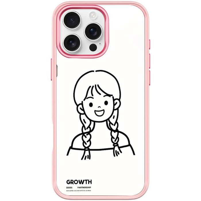 Funda magnética para teléfono con estampado de chica con doble trenza estilo boceto, For iPhone 17 Pro Max, For iPhone 17 Pro, For iPhone 17, For iPhone Air, For iPhone 16 Pro Max, For iPhone 16 Pro, For iPhone 15 Pro Max, For iPhone 15 Pro