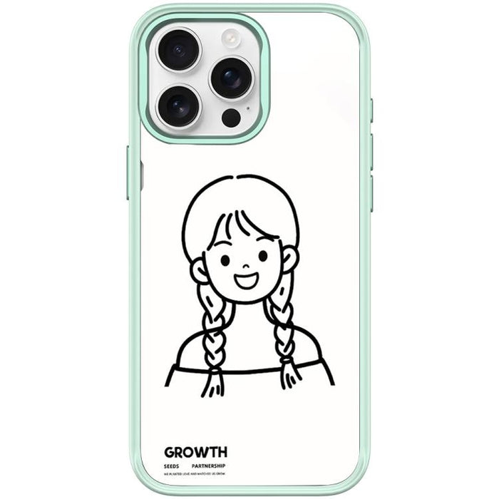 Funda magnética para teléfono con estampado de chica con doble trenza estilo boceto, For iPhone 17 Pro Max, For iPhone 17 Pro, For iPhone 17, For iPhone Air, For iPhone 16 Pro Max, For iPhone 16 Pro, For iPhone 15 Pro Max, For iPhone 15 Pro