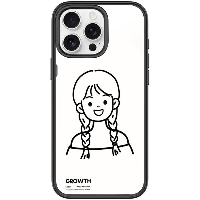 Funda magnética para teléfono con estampado de chica con doble trenza estilo boceto, For iPhone 17 Pro Max, For iPhone 17 Pro, For iPhone 17, For iPhone Air, For iPhone 16 Pro Max, For iPhone 16 Pro, For iPhone 15 Pro Max, For iPhone 15 Pro