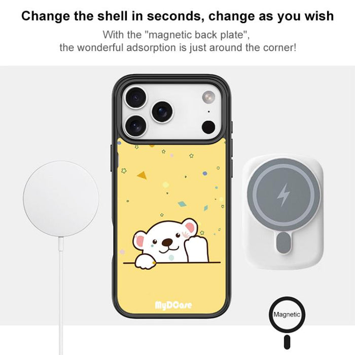 Funda magnética para teléfono con estampado de osito saludando, For iPhone 17 Pro Max, For iPhone 17 Pro, For iPhone 17, For iPhone Air, For iPhone 16 Pro Max, For iPhone 16 Pro, For iPhone 15 Pro Max, For iPhone 15 Pro
