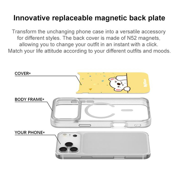 Funda magnética para teléfono con estampado de osito saludando, For iPhone 17 Pro Max, For iPhone 17 Pro, For iPhone 17, For iPhone Air, For iPhone 16 Pro Max, For iPhone 16 Pro, For iPhone 15 Pro Max, For iPhone 15 Pro