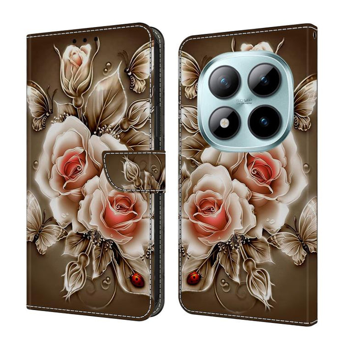 Funda para teléfono de cuero vegano pintado con efecto cristal, For Redmi Note 15 5G / 4G Global 164mm, For Redmi Note 15 Pro 5G Global 163.6mm, For Redmi 15C 5G / 4G EU 173mm, For Redmi 15 5G Global / 4G SEA 169.5mm