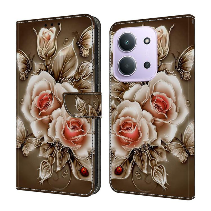 Funda para teléfono de cuero vegano pintado con efecto cristal, For Redmi Note 15 5G / 4G Global 164mm, For Redmi Note 15 Pro 5G Global 163.6mm, For Redmi 15C 5G / 4G EU 173mm, For Redmi 15 5G Global / 4G SEA 169.5mm