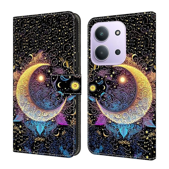 Funda para teléfono de cuero vegano pintado con efecto cristal, For Redmi 15 5G / 4G EU 171mm, For Redmi 15C 5G / 4G Global 171mm, For Redmi Note 14 4G 164.84mm, For Redmi Note 14 Pro+ 5G / Poco X7 5G