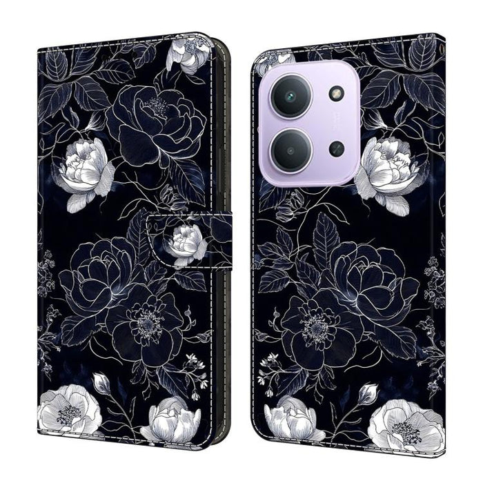Funda para teléfono de cuero vegano pintado con efecto cristal, For Redmi 15 5G / 4G EU 171mm, For Redmi 15C 5G / 4G Global 171mm, For Redmi Note 14 4G 164.84mm, For Redmi Note 14 Pro+ 5G / Poco X7 5G